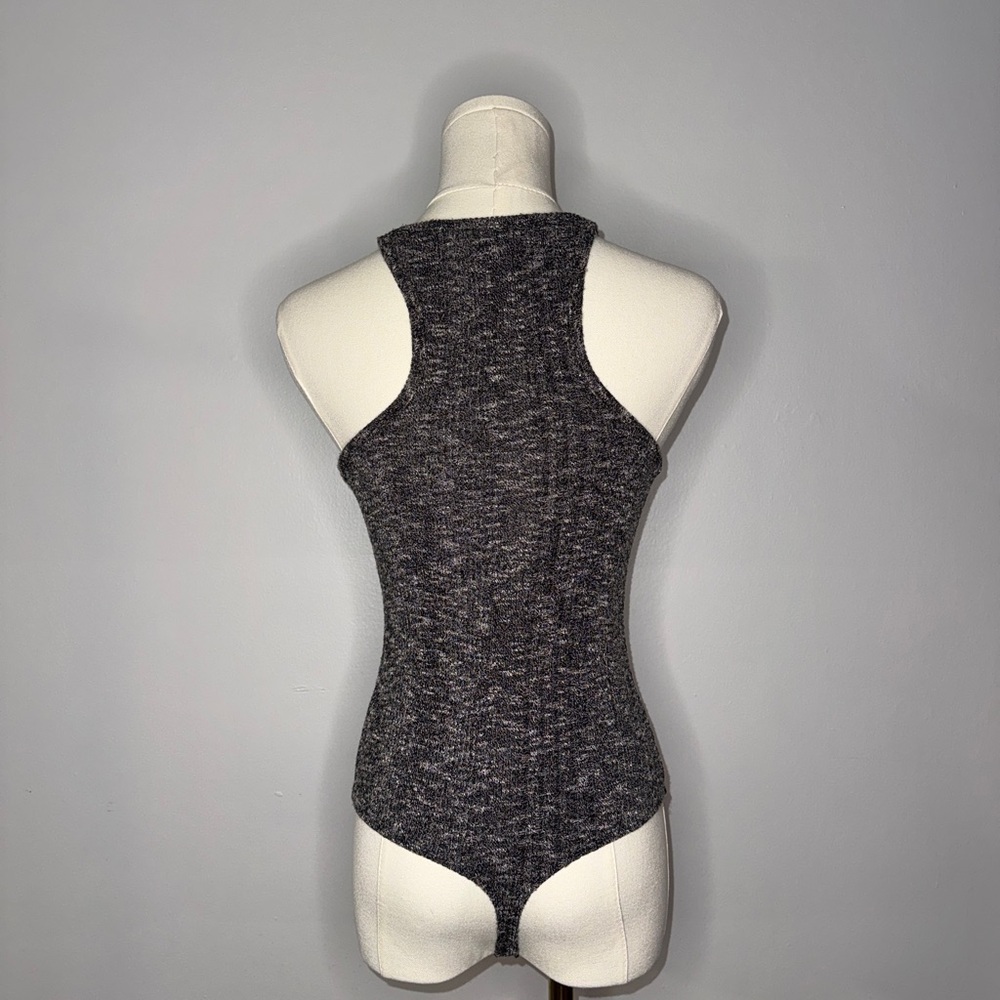 Heathered Gray Crisscross Bodysuit - Picture 2 of 3